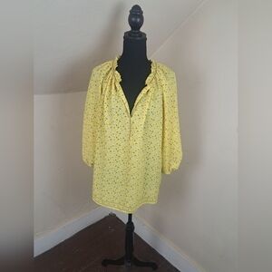 Max Studio Yellow Floral Blouse Size L